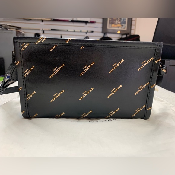 Balenciaga Allover Black Bazar Logo Pochette Shoulder Crossbody Bag - Picture 2 of 16